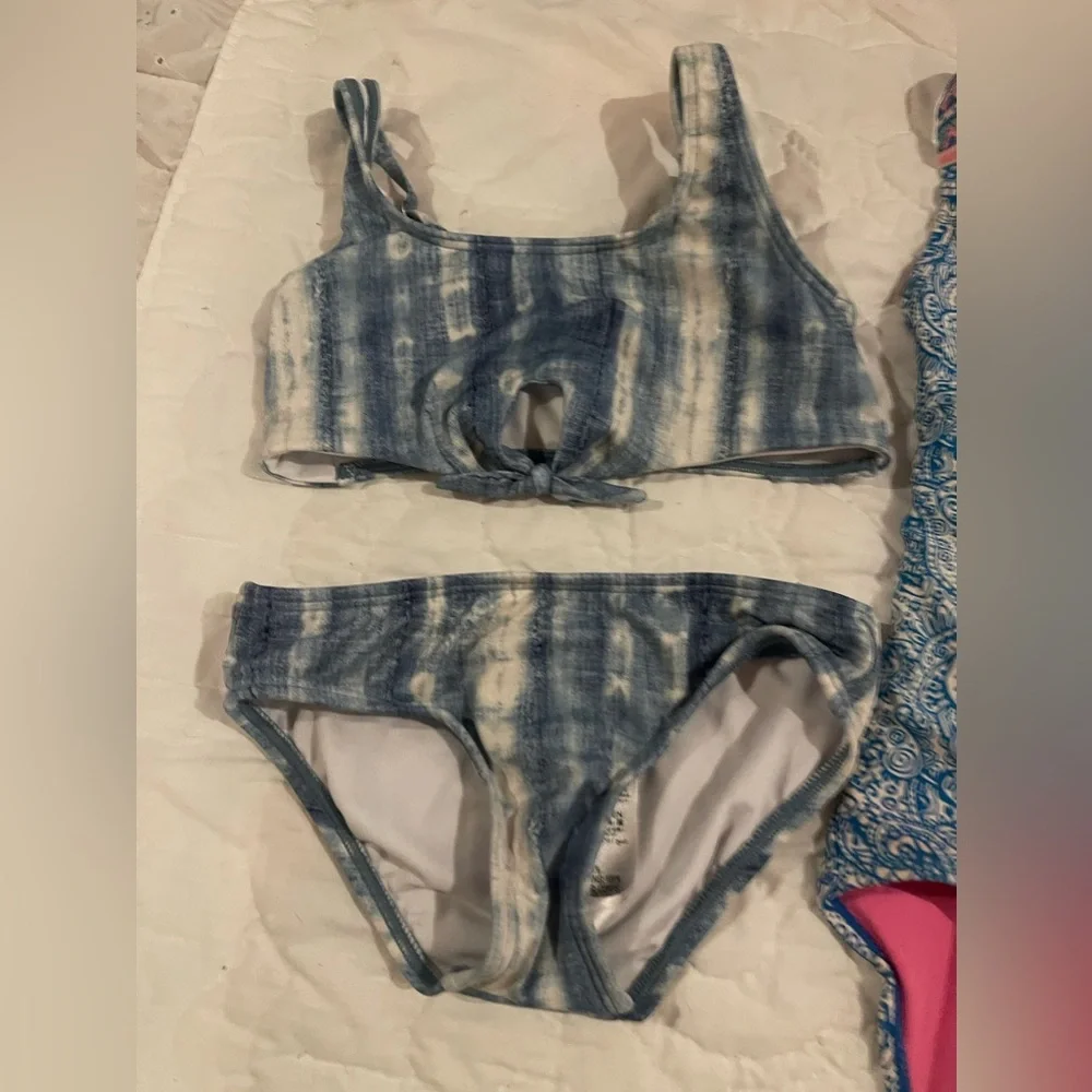 Girls Stylish Swimwear Set - Blue, Pink, Gold